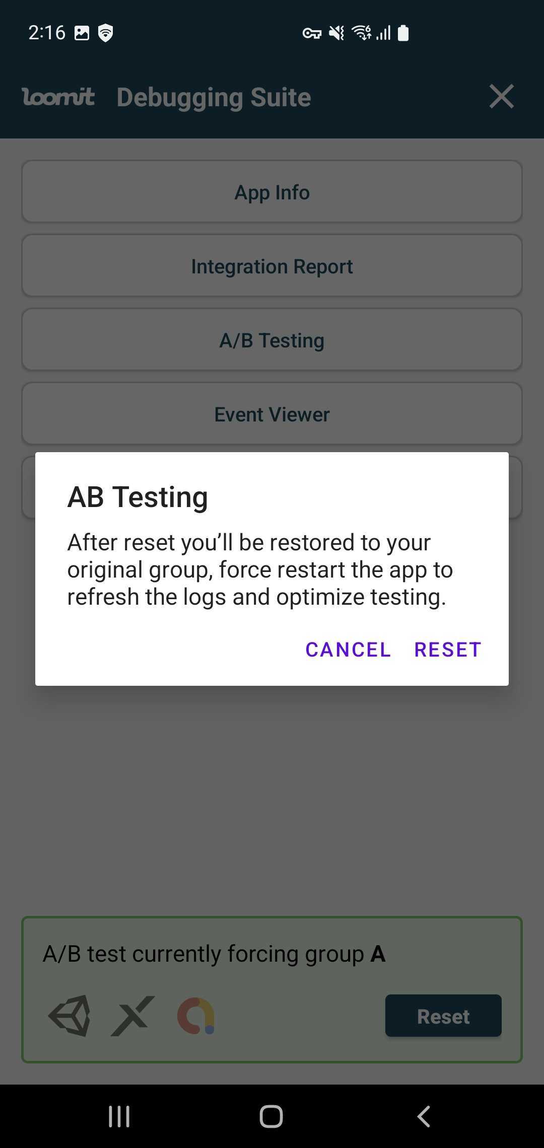 Reset A/B Test from main