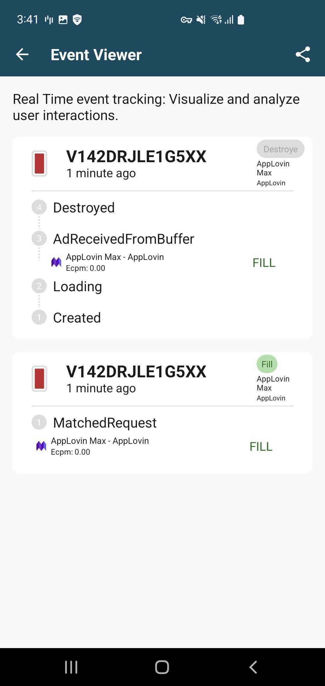 Detailed events of placement