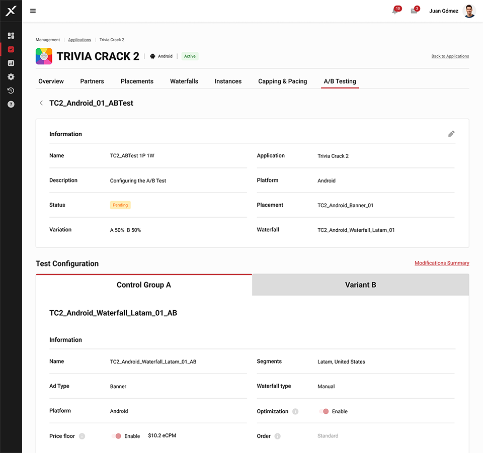 AB Testing Preview Control