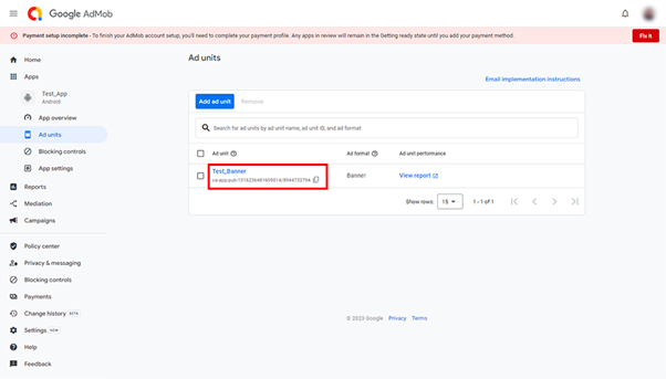 Connect AdMob ins 1