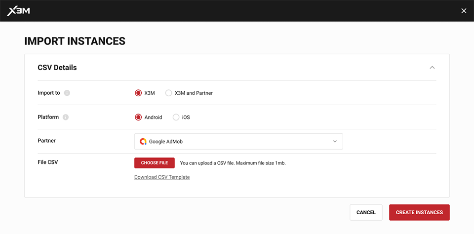 Import instance