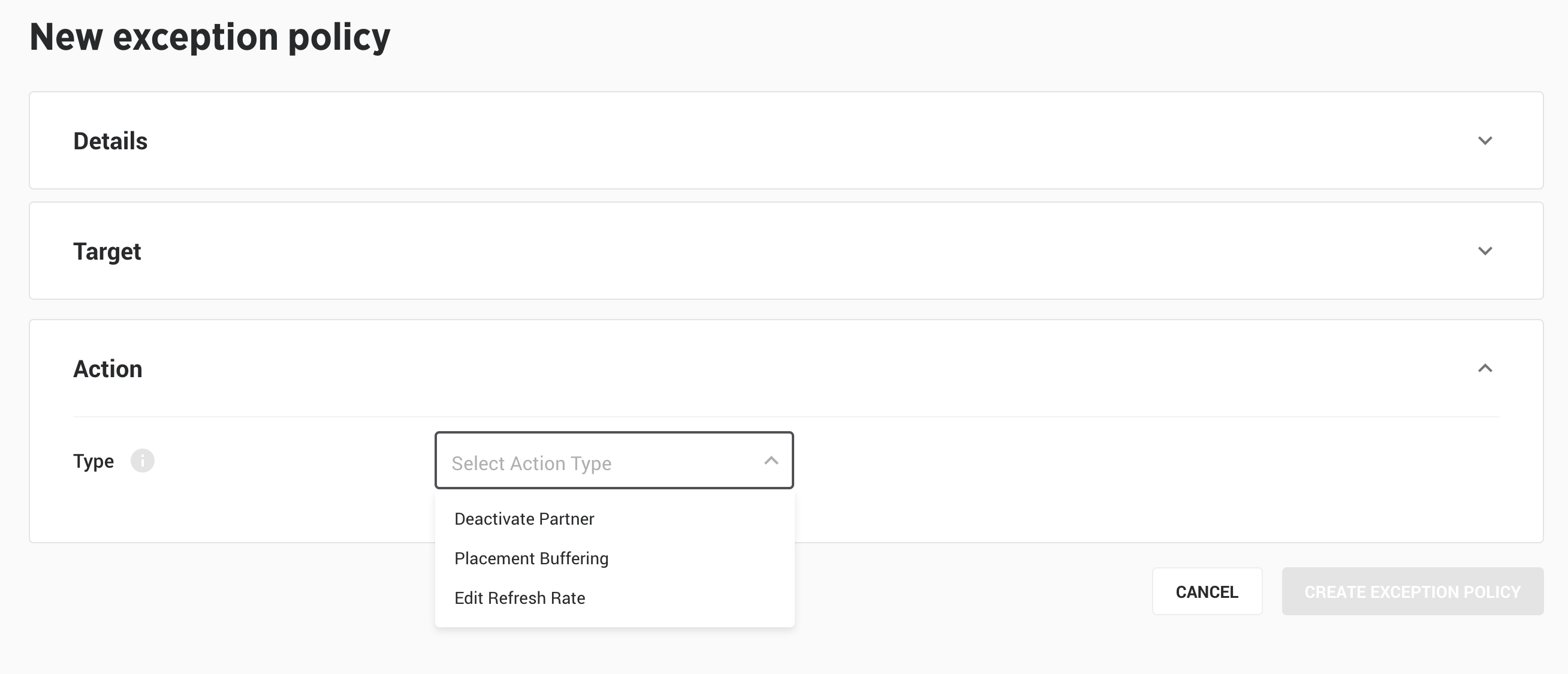 Exception Policy Actions
