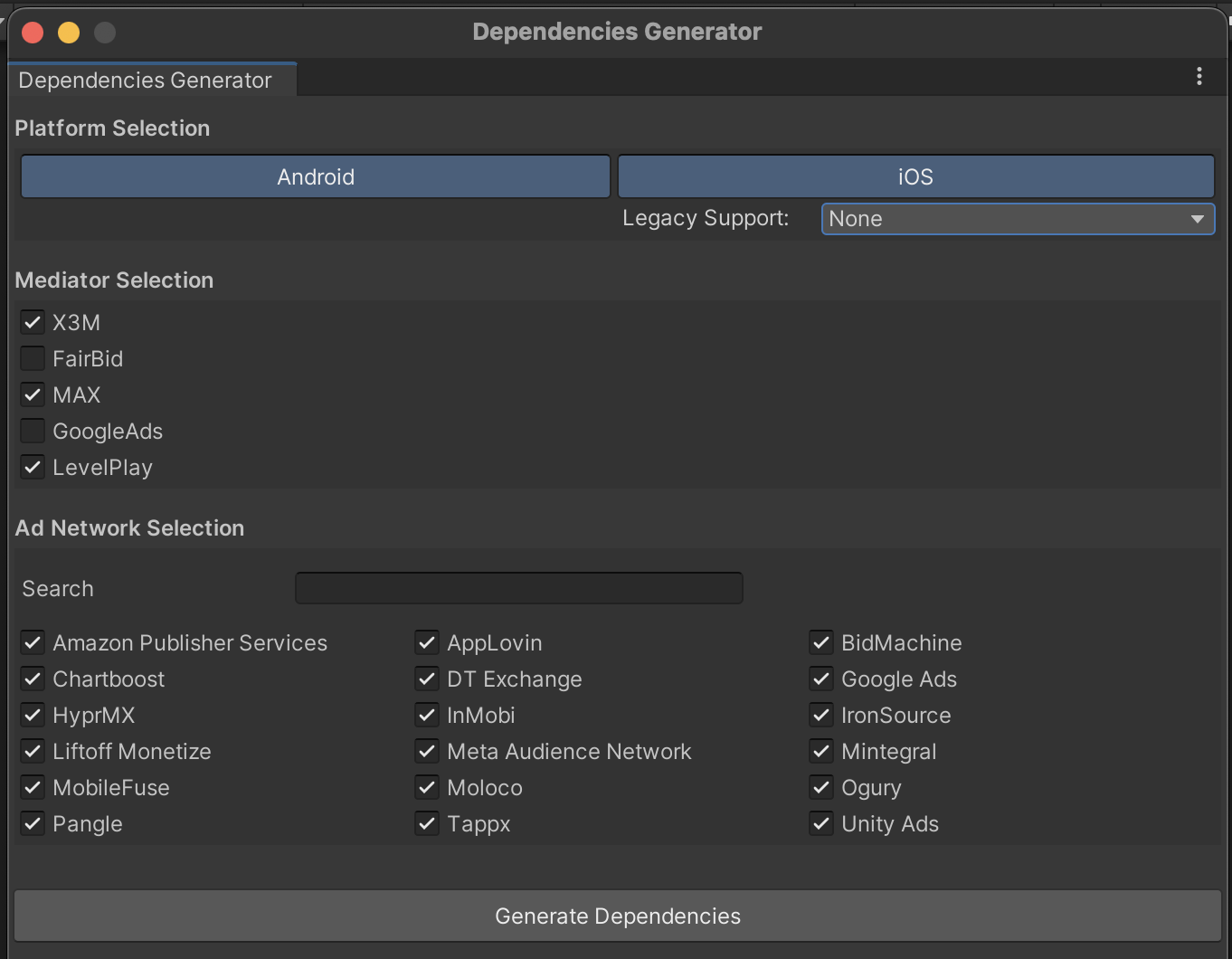 Dependencies Generator