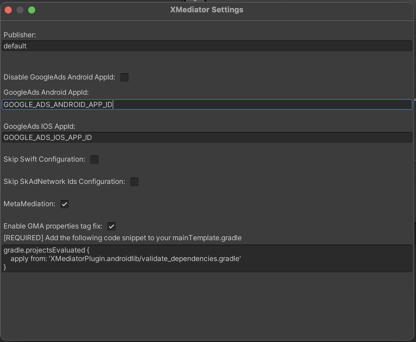 XMediator Settings